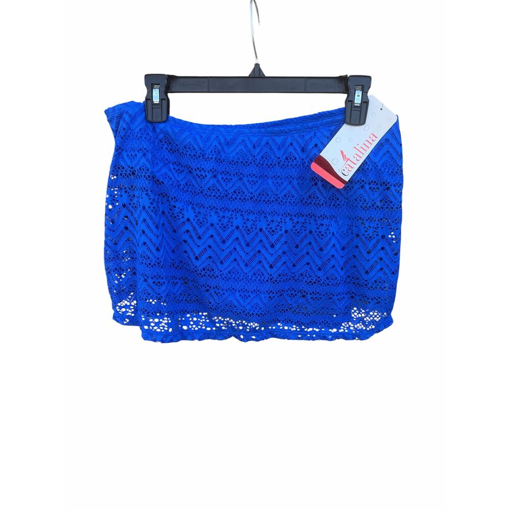 Catalina bright blue swim skirt/skort lace overlay size XL NEW